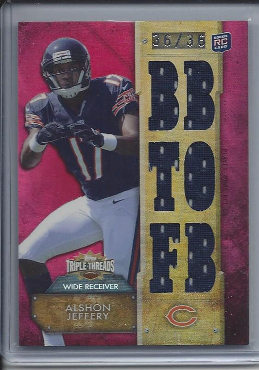 ALSHON JEFFERY 2012 TOPPS TRIPLE THREADS "BB TO FB" TRIPLE JERSEY RC #D 36/36