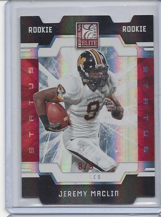 JEREMY MACLIN 2009 DONRUSS ELITE STATUS RED DIE CUT MISSOURI ROOKIE RC #D 8/9