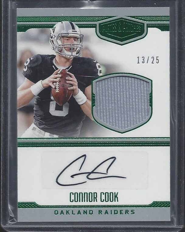 CONNOR COOK 2016 PLATES & PATCHES GREEN RPA ROOKIE PATCH AUTO RC #D 13/25