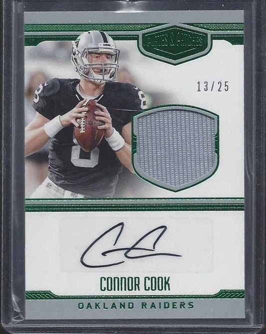 CONNOR COOK 2016 PLATES & PATCHES GREEN RPA ROOKIE PATCH AUTO RC #D 13/25