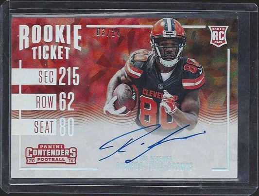 RICARDO LOUIS 2016 PANINI CONTENDERS BROWNS VARIATION CRACKED ICE AUTO RC #D /24