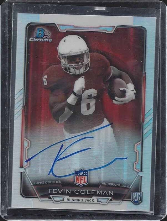 TEVIN COLEMAN 2015 BOWMAN CHROME REFRACTOR FALCONS IU ROOKIE ON CARD AUTO RC