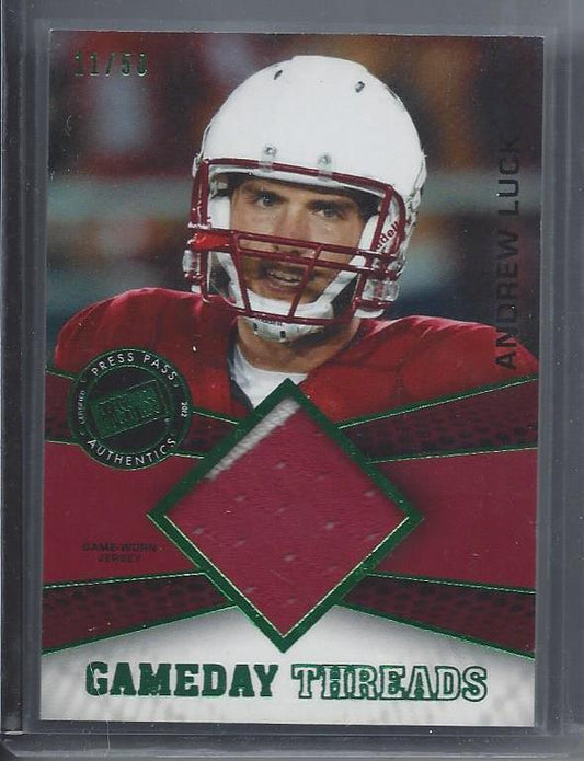 ANDREW LUCK 2012 PRESS PASS GAMEDAY THREADS GREEN 2 COLOR PATCH RC #D 11/50