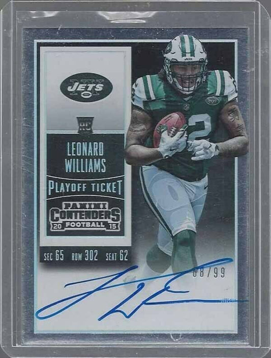 LEONARD WILLIAMS 2015 CONTENDERS PLAYOFF TICKET VARIATION AUTO RC #D 68/99