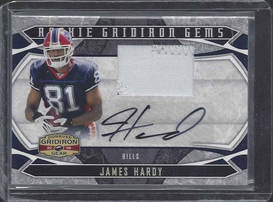 JAMES HARDY 2008 GRIDIRON GEAR GEMS DUAL BILLS ROOKIE PATCH AUTO RC #D 50/50