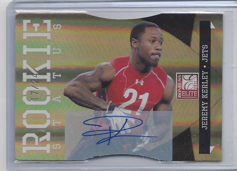 JEREMY KERLEY 2011 DONRUSS ELITE STATUS GOLD DIE CUT JETS AUTO RC #D /24