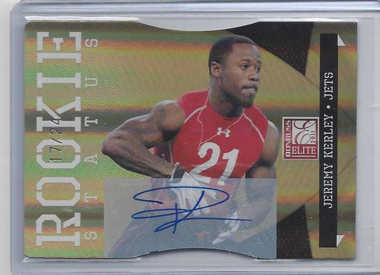 JEREMY KERLEY 2011 DONRUSS ELITE STATUS GOLD DIE CUT JETS AUTO RC #D /24