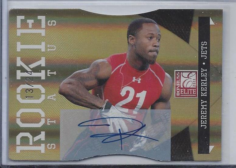 JEREMY KERLEY 2011 DONRUSS ELITE STATUS GOLD DIE CUT JETS AUTO RC #D /24