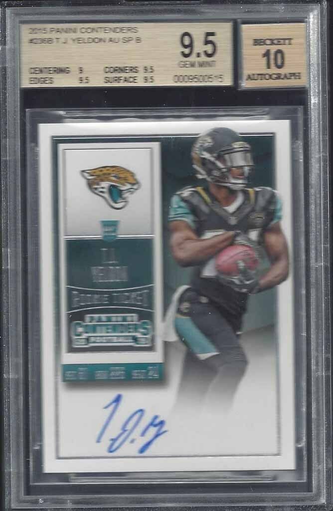 T.J. YELDON 2015 CONTENDERS VARIATION ROOKIE TICKET AUTO SP #236B BGS 9.5 10 AU