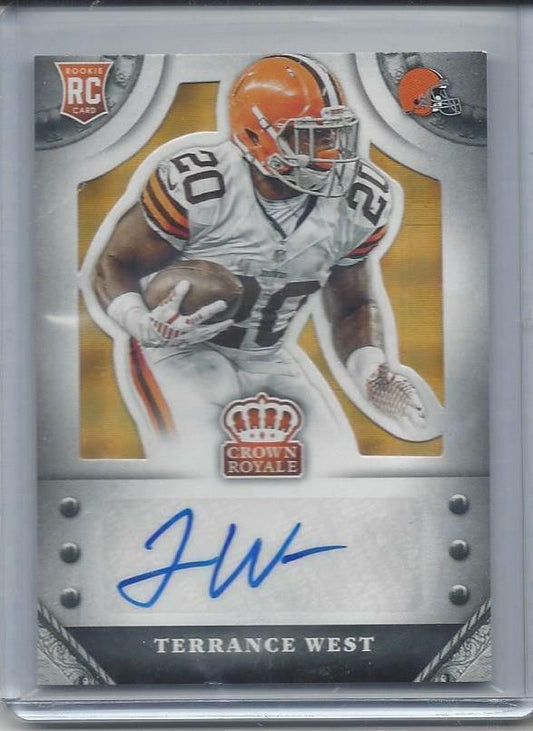 TERRANCE WEST 2014 CROWN ROYALE GOLD PLAID BROWNS AUTO RC #D /25