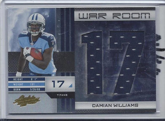 DAMIAN WILLIAMS 2010 ABSOLUTE WAR ROOM JUMBO JERSEY NUMBER RC JERSEY #D 5/10