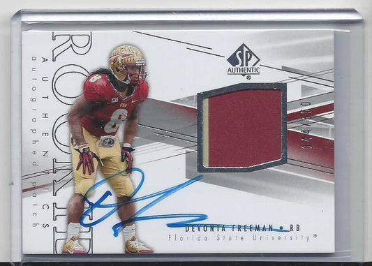 DEVONTA FREEMAN 2014 SP AUTHENTIC RPA FSU ROOKIE PATCH ON CARD AUTO RC #D /550