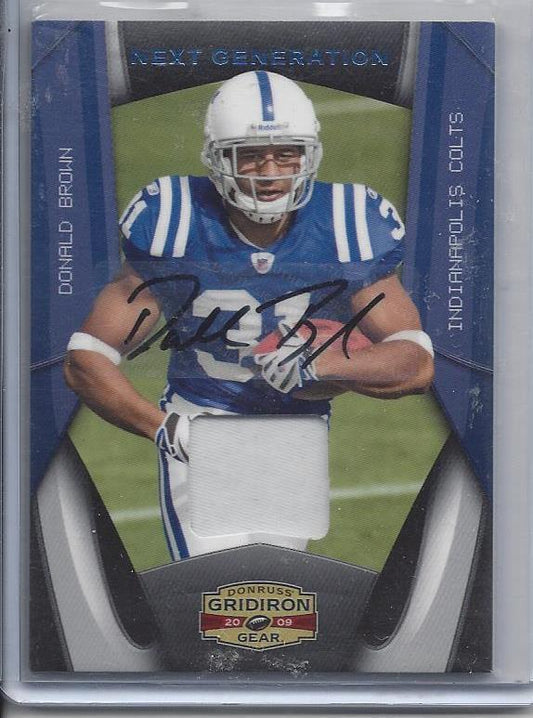 DONALD BROWN 2009 GRIDIRON GEAR NEXT GENERATION PATCH AUTO RC #D 3/10