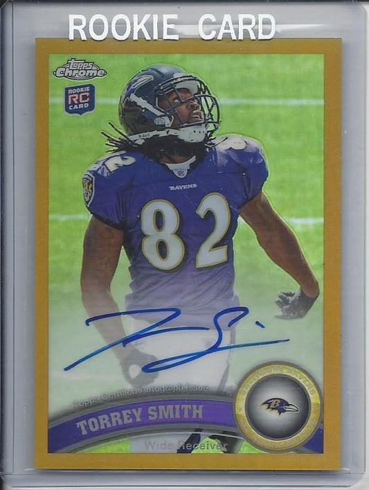 TORREY SMITH 2011 TOPPS CHROME GOLD REFRACTOR ON CARD AUTO RC #D 3/10