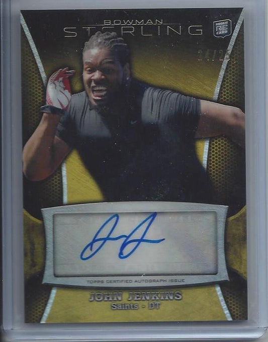 JOHN JENKINS 2013 BOWMAN STERLING GOLD REFRACTOR SAINTS AUTO RC #D 24/25