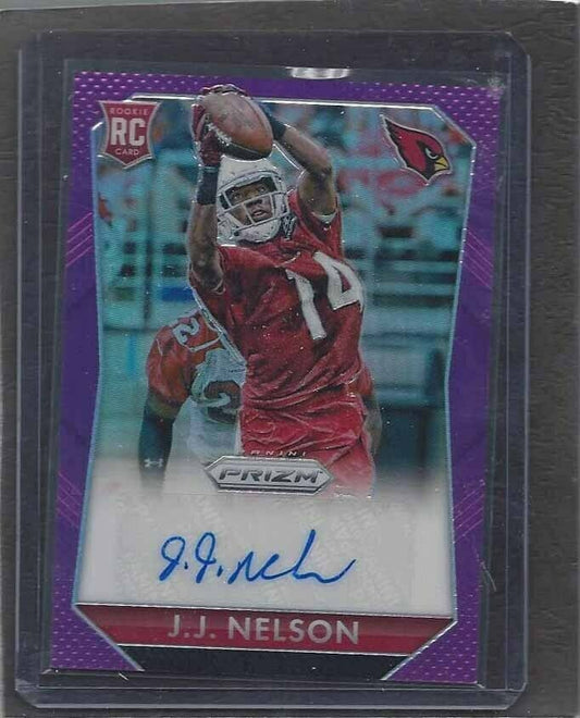 J.J. NELSON 2015 PANINI PRIZM PURPLE PRIZMS ARIZONA CARDINALS AUTO RC