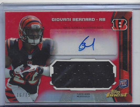 GIOVANI BERNARD 2013 TOPPS FINEST RED REFRACTOR JUMBO JERSEY AUTO RC #D 16/75