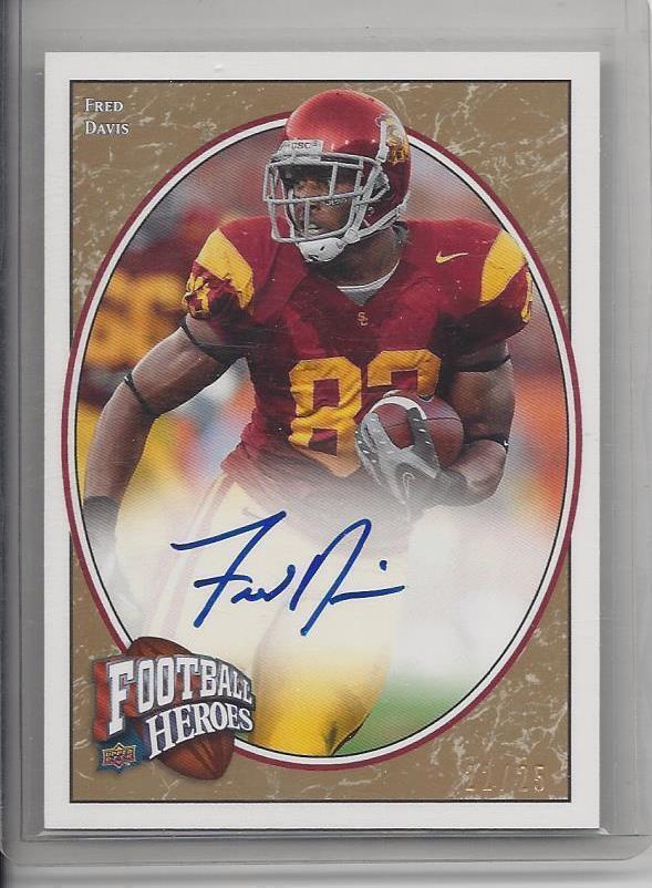 FRED DAVIS 2008 UD HEROES GOLD USC TROJANS AUTO RC #D 22/25