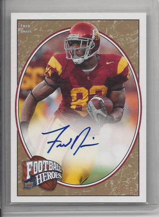 FRED DAVIS 2008 UD HEROES GOLD USC TROJANS AUTO RC #D 22/25