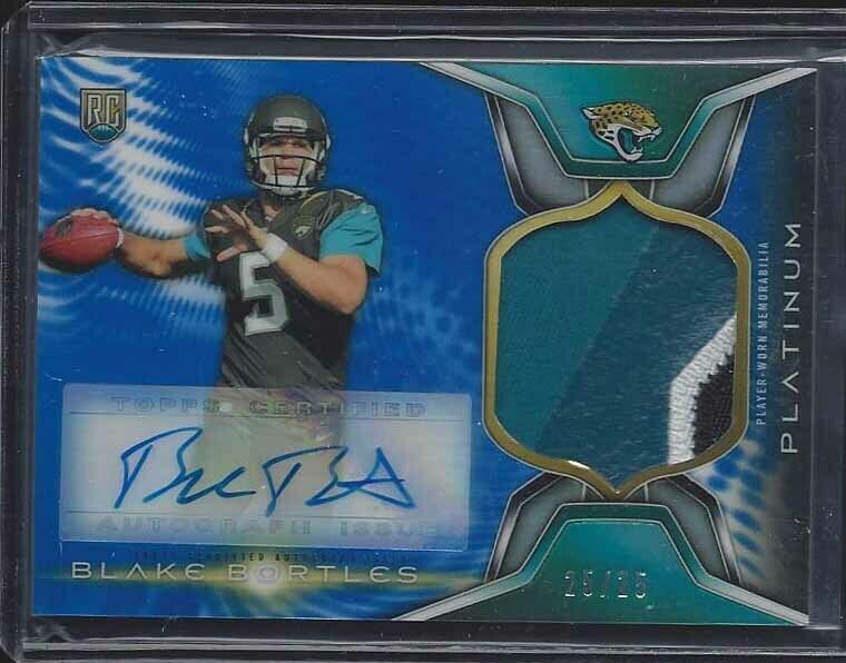 BLAKE BORTLES 2014 TOPPS PLATINUM RPA BLUE REFRACTOR PATCH AUTO RC #D 25/25