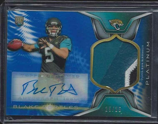 BLAKE BORTLES 2014 TOPPS PLATINUM RPA BLUE REFRACTOR PATCH AUTO RC #D 25/25