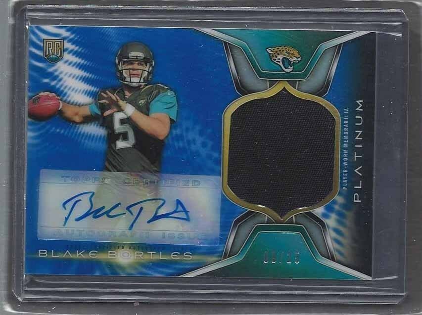 BLAKE BORTLES 2014 TOPPS PLATINUM RPA BLUE REFRACTOR PATCH AUTO RC #D 25/25