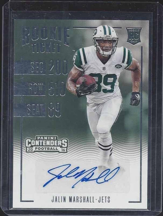 JALIN MARSHALL 2016 PANINI CONTENDERS JETS ROOKIE TICKET TRUE RC AUTO #154