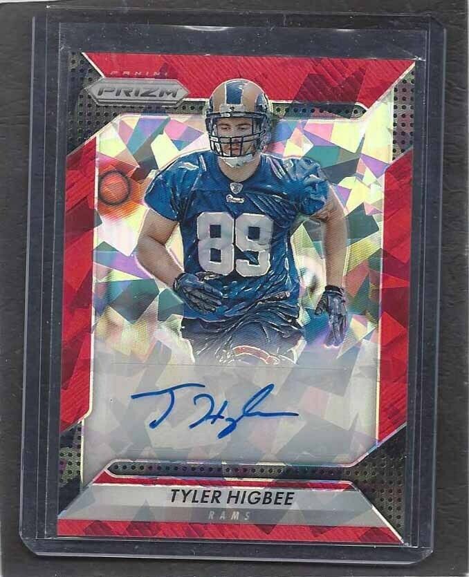 TYLER HIGBEE 2016 PANINI PRIZM RED CRYSTALS CRACKED ICE PRIZMS AUTO RC #D 61/75
