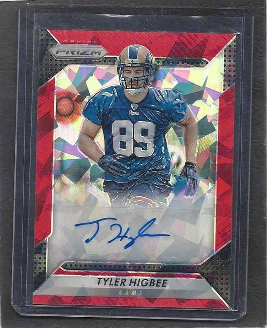 TYLER HIGBEE 2016 PANINI PRIZM RED CRYSTALS CRACKED ICE PRIZMS AUTO RC #D 61/75