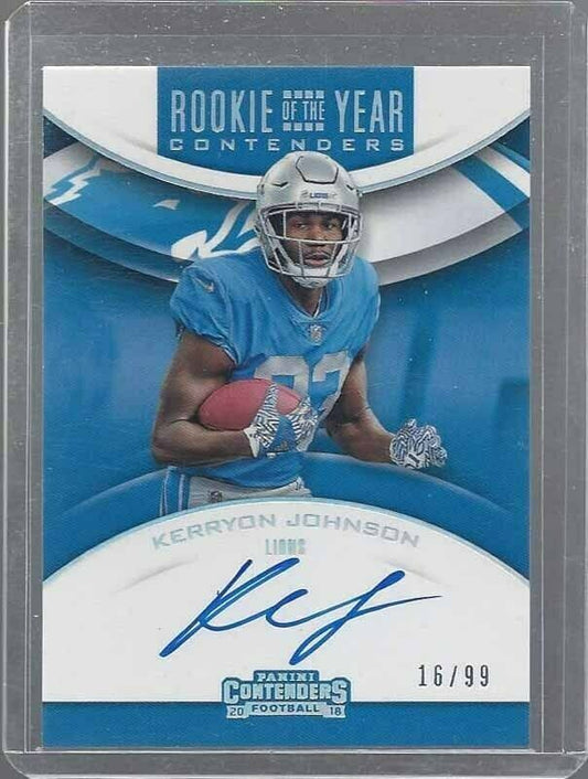KERRYON JOHNSON 2018 CONTENDERS ROOKIE OF THE YEAR ROY ON CARD AUTO RC #D 16/99