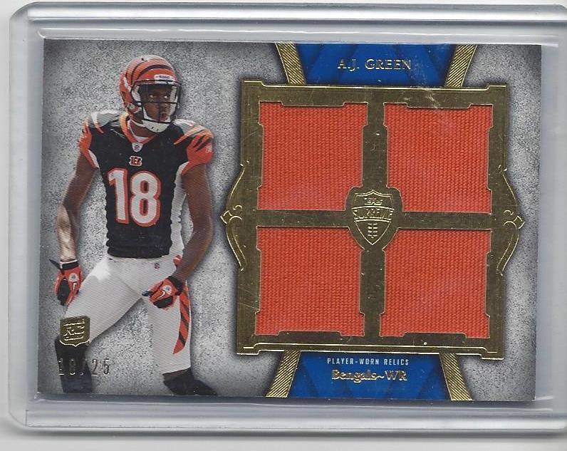 1/1 A.J. GREEN 2011 TOPPS SUPREME BLUE QUAD JERSEY RC #D 18/25 ( HIS JERSEY #18)