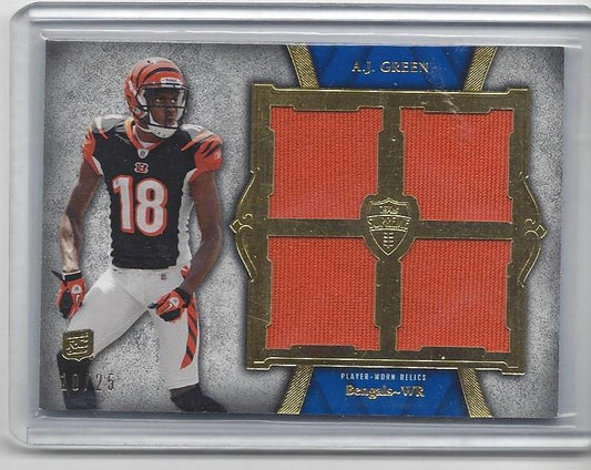 1/1 A.J. GREEN 2011 TOPPS SUPREME BLUE QUAD JERSEY RC #D 18/25 ( HIS JERSEY #18)