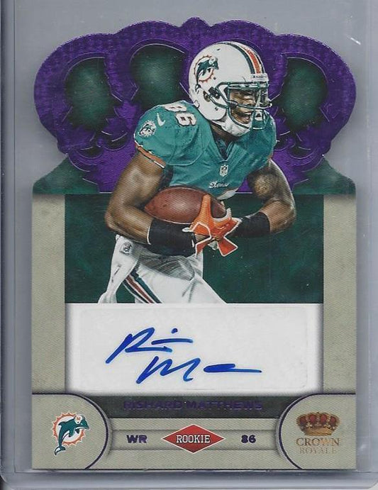 RISHARD MATTHEWS 2012 CROWN ROYALE PURPLE DIE CUT ROOKIE AUTO RC #D 23/25