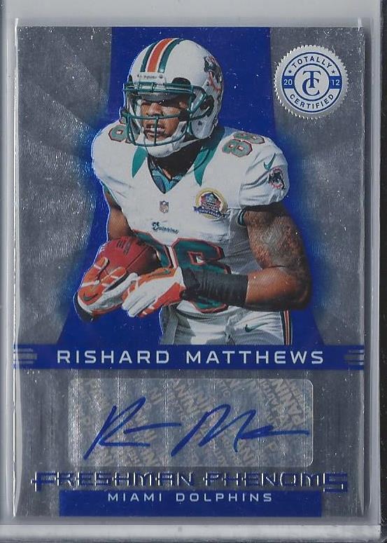 RISHARD MATTHEWS 2012 TOTALLY CERTIFIED BLUE DOLPHINS ROOKIE AUTO RC #D /99