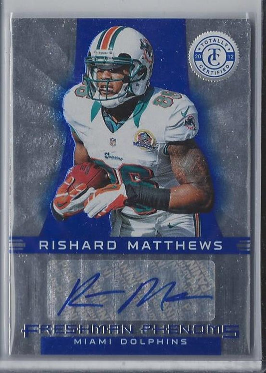 RISHARD MATTHEWS 2012 TOTALLY CERTIFIED BLUE DOLPHINS ROOKIE AUTO RC #D /99