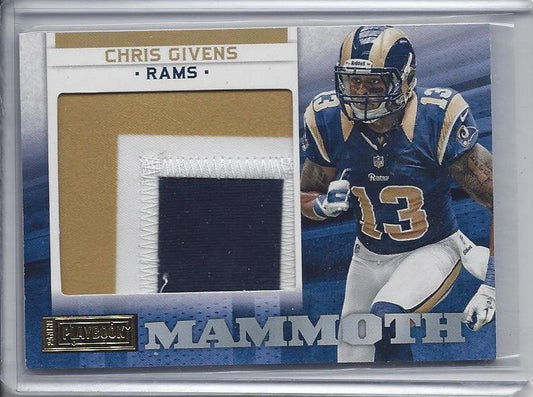 CHRIS GIVENS 2012 PANINI PLAYBOOK MAMMOTH JUMBO 3 COLOR RAMS PATCH RC #D 16/49