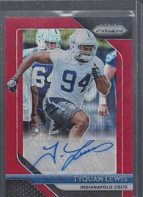 TYQUAN LEWIS 2018 PANINI PRIZM RUBY WAVE RED PRIZMS AUTO RC #D 43/199