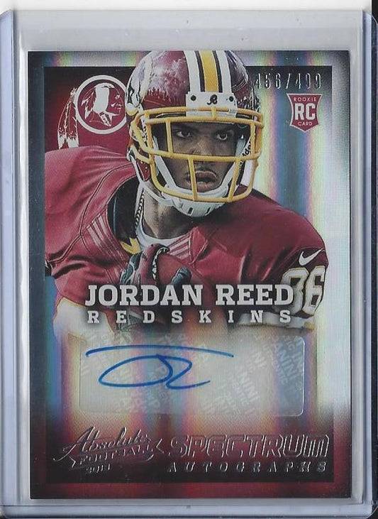 JORDAN REED 2013 ABSOLUTE SPECTRUM REDSKINS ROOKIE AUTO RC #D /499