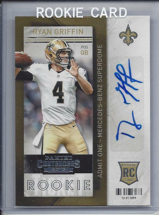 RYAN GRIFFIN 2013 PANINI CONTENDERS ROOKIE TICKET SAINTS TRUE RC AUTO #179