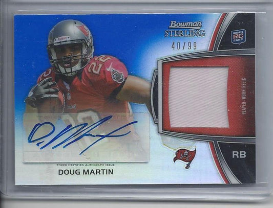 DOUG MARTIN 2012 BOWMAN STERLING BLUE REFRACTOR PATCH AUTO RC #D 40/99