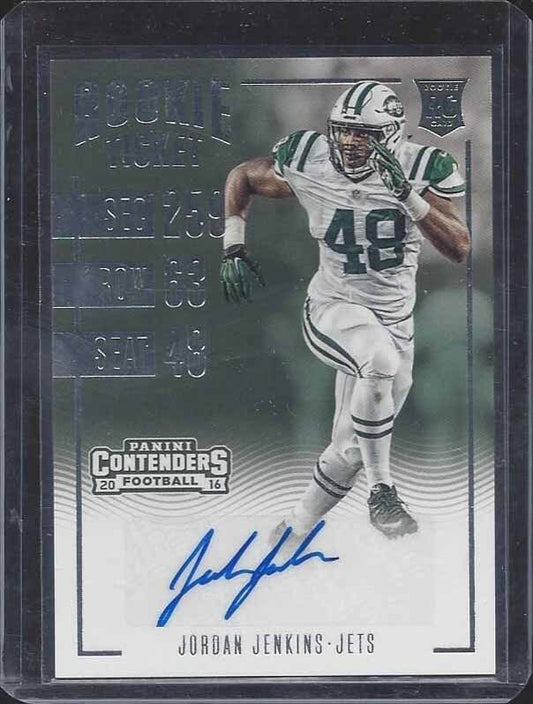 JORDAN JENKINS 2016 PANINI CONTENDERS JETS ROOKIE TICKET TRUE RC AUTO #184