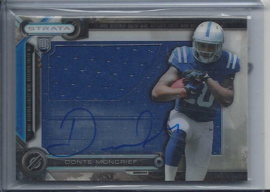 DONTE MONCRIEF 2014 TOPPS STRATA CLEAR CUT JUMBO JERSEY COLTS ON CARD AUTO RC