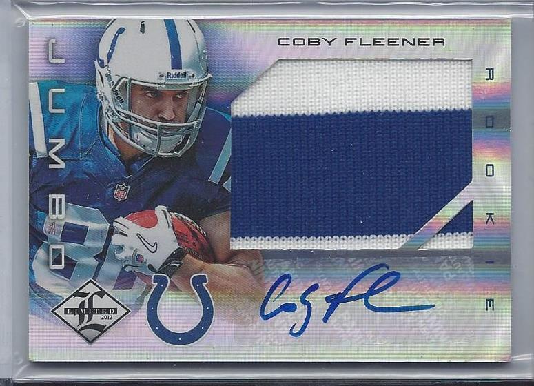 COBY FLEENER 2012 LIMITED JUMBO 2 COLOR 3 BREAK COLTS PATCH AUTO RC #D 13/25