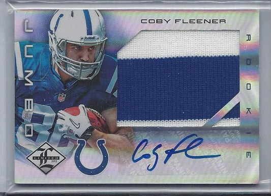 COBY FLEENER 2012 LIMITED JUMBO 2 COLOR 3 BREAK COLTS PATCH AUTO RC #D 13/25