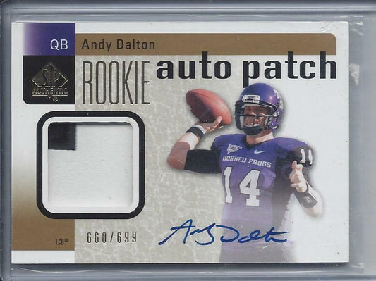 ANDY DALTON 2011 SP AUTHENTIC RPA 3 COLOR PATCH AUTO RC #D 660/699