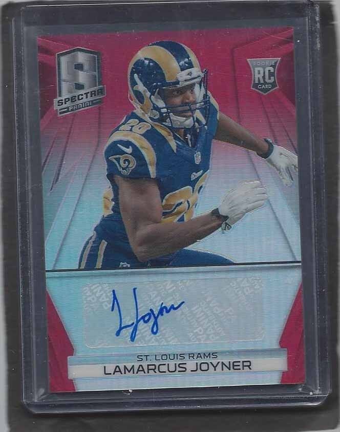LAMARCUS JOYNER 2014 PANINI SPECTRA RED PRIZM RAMS ROOKIE AUTO RC #D /10
