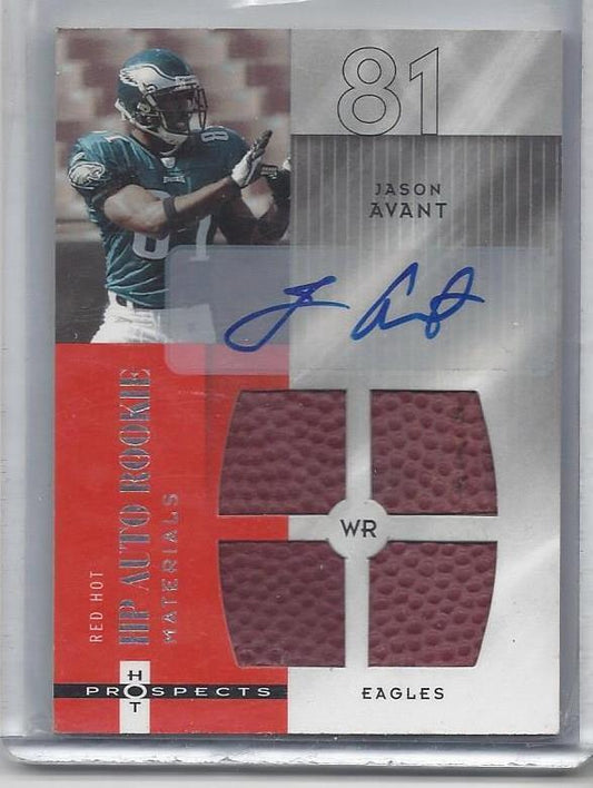 JASON AVANT 2006 HOT PROSPECTS RED HOT MATERIALS QUAD BALL AUTO RC #D 91/99