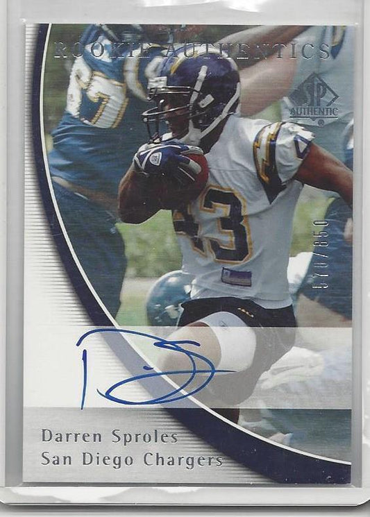 DARREN SPROLES 2005 SP AUTHENTIC TRUE RC ON CARD AUTO RC #D 570/850