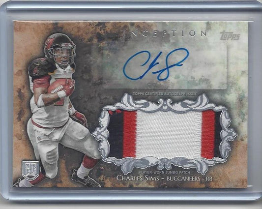 CHARLES SIMS 2014 TOPPS INCEPTION 3 COLOR BUCCANEERS PATCH AUTO RC