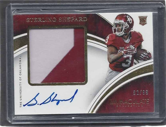 STERLING SHEPHARD 2016 IMMACULATE COLLECTION 2 COLOR PATCH ON CARD AUTO RC /99